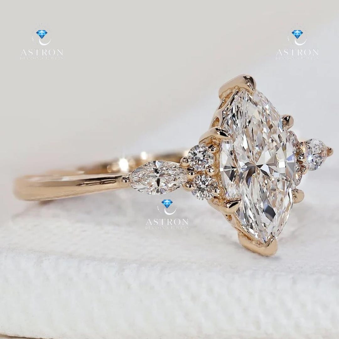 Marquise Cut Lab Grown Diamond Engagement Ring – 6 Prong Solitaire ...