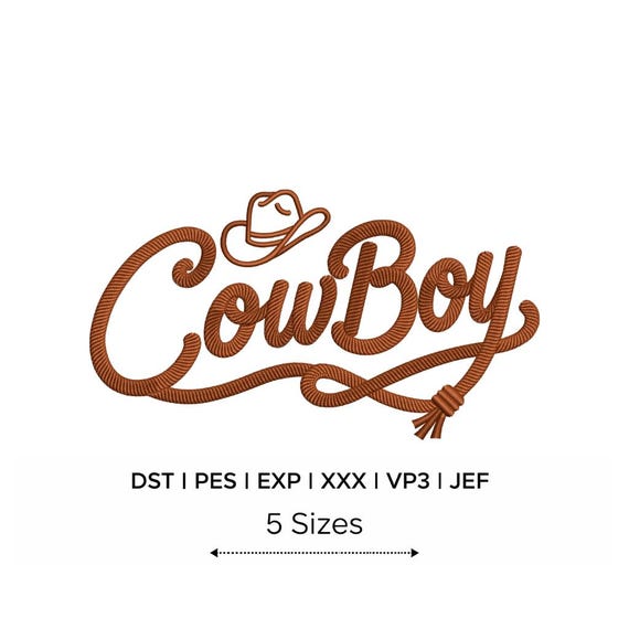 Cowboy Embroidery Design, Western Embroidery Design, 5 Sizes, Instant Download