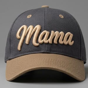3D Puff Mama Embroidery Design – Script Lettering Cap Logo (Digital Embroidery File)