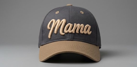 3D Puff Mama Embroidery Design – Script Lettering Cap Logo (Digital Embroidery File)