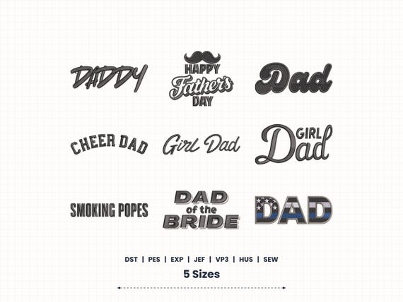 Dad Embroidery Designs Bundle | Father's Day Machine Files (Instant Download)