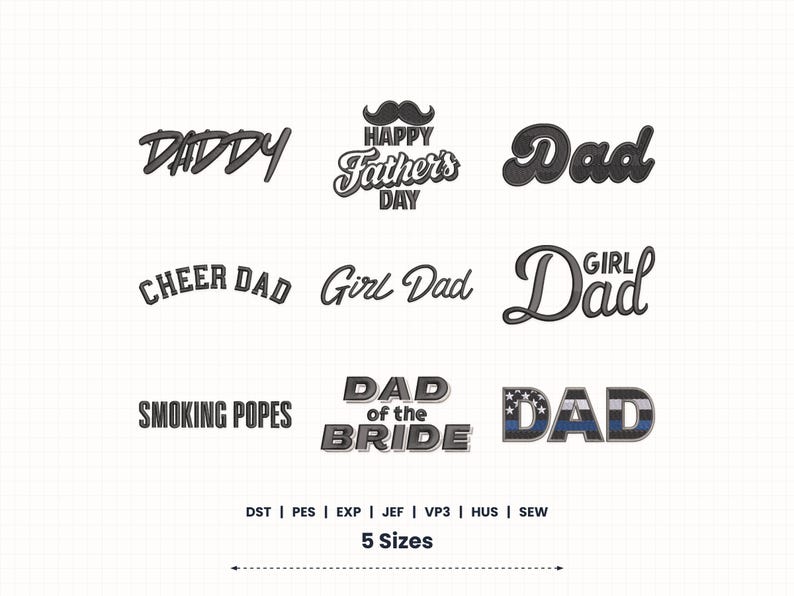 Dad Embroidery Designs Bundle | Father's Day Machine Files (Instant Download) (photo 1)