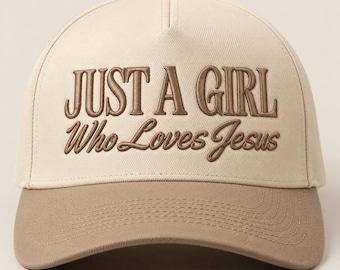 Stickmuster für eine Mütze mit dem Aufdruck „Ein Mädchen, das Jesus liebt“ | Sofort-Download