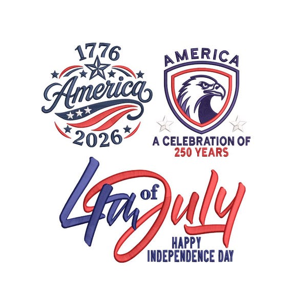 USA 250th Anniversary 4th of July Embroidery Designs Bundle | Instant Download