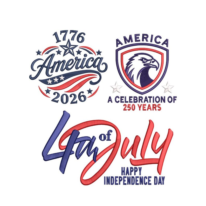USA 250th Anniversary 4th of July Embroidery Designs Bundle | Instant Download (photo 1)