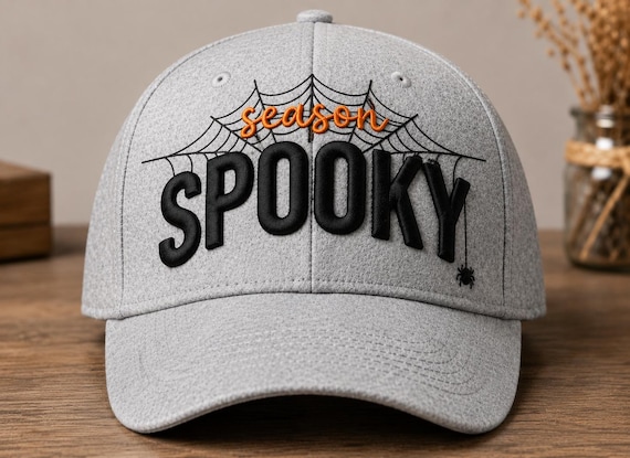 3D Puff Halloween Spooky Cap Embroidery Design