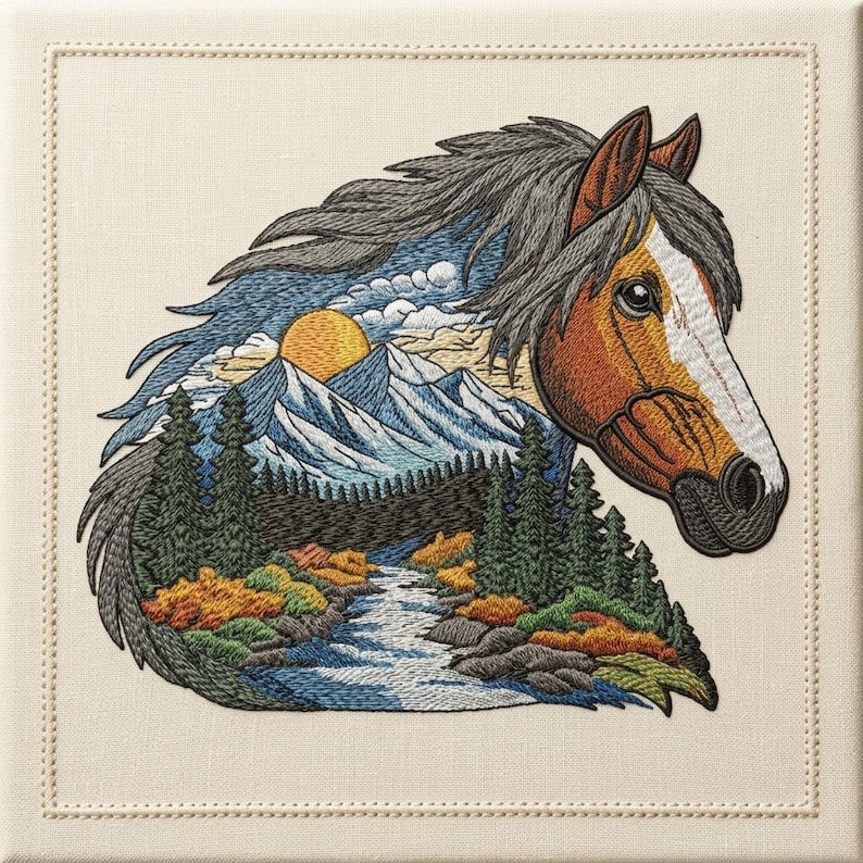 Horse Embroidery Design | 4 Sizes | Instant Download (photo 1)