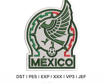Stickdateien für das Logo der mexikanischen Fußballnationalmannschaft, Mexiko-Fußballlogo, Stickdesign für mexikanische Fußballmannschaft, Emblem der mexikanischen WM-Mannschaft – 5 GRÖSSEN