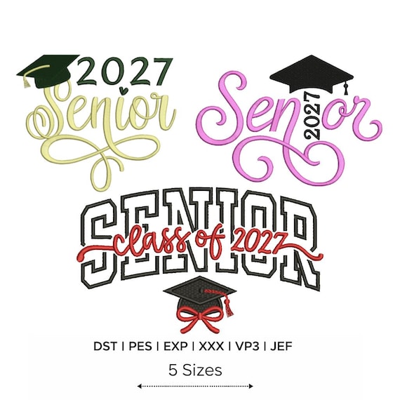 Senior 2027 Embroidery Designs Bundle, Class of 2027 Graduation Pattern
