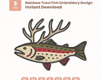 Stickmuster Regenbogenforelle | 3 Größen | Sofort-Download