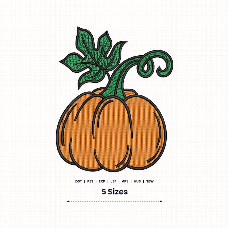 Pumpkin Embroidery Design | 5 Sizes | Instant Download (photo 1)