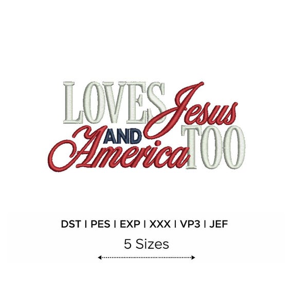 Love Jesus and America Too Embroidery Design (Cap & Left Chest) | 5 Size