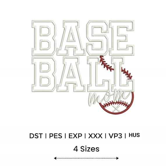 Baseball Mom Applique Embroidery Design, Embroidery Machine Design (4 Sizes) | Instant Download