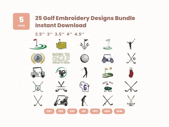 Mini Golf Embroidery Designs | Golf Monogram Bundle | Sports Machine design Files (Digital Download)