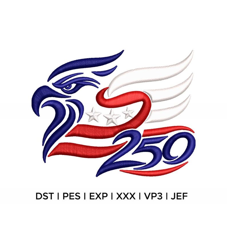 USA 250th Anniversary Eagle 3D Puff Embroidery Design (Instant Download) (photo 1)