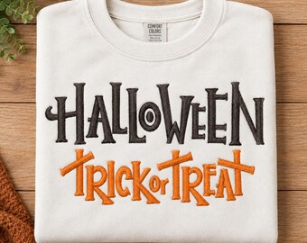 Halloween-Stickerei „Süßes oder Saures“ | 5 Größen | Sofort-Download