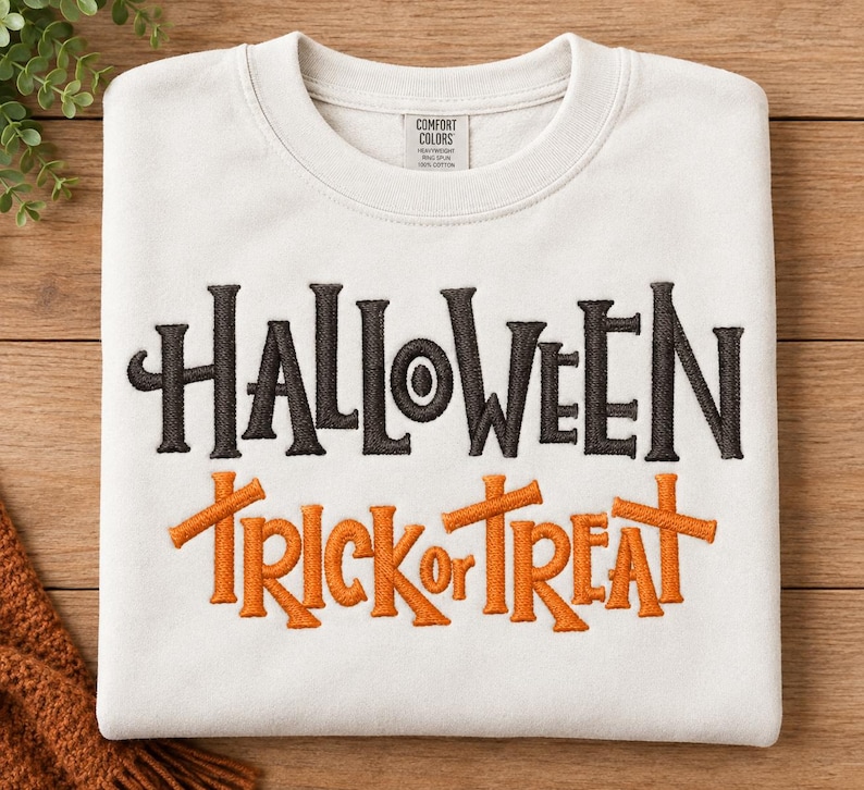 Halloween Trick or Treat Embrodiery | 5 Sizes | Instant Download (photo 1)