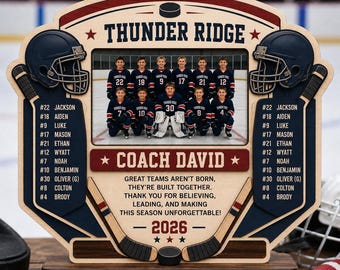 Cornice portafoto personalizzata per la squadra di hockey su ghiaccio, regalo di ringraziamento per l'allenatore, cornice portafoto personalizzata per la squadra di hockey, targa con l'elenco dei giocatori, allenatore di fine stagione