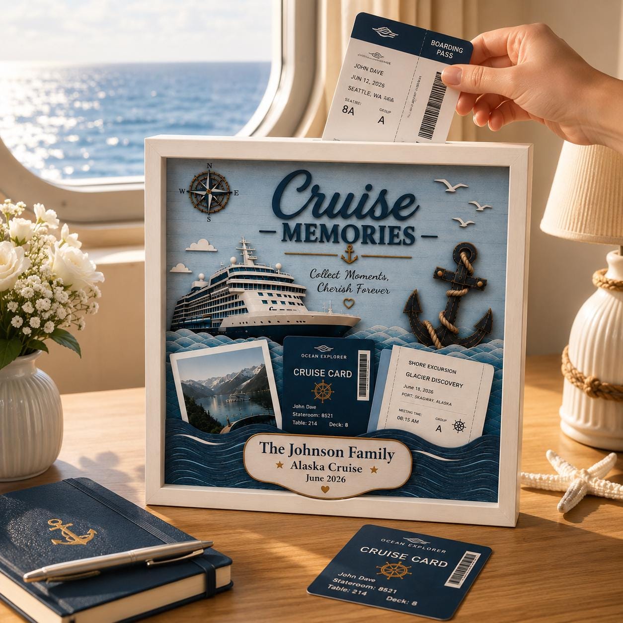 Personalized Cruise Ticket Memory Box Cruise Boarding Pass Holder
