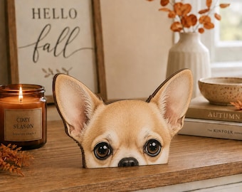 Chihuahua Holzblock Dekor, Chihuahua Shelf Sitter, Hunde-Liebhaber-Geschenk, Chihuahua Mom Geschenk, Holzhunderegal-Dekor, Haustier-Denkmal