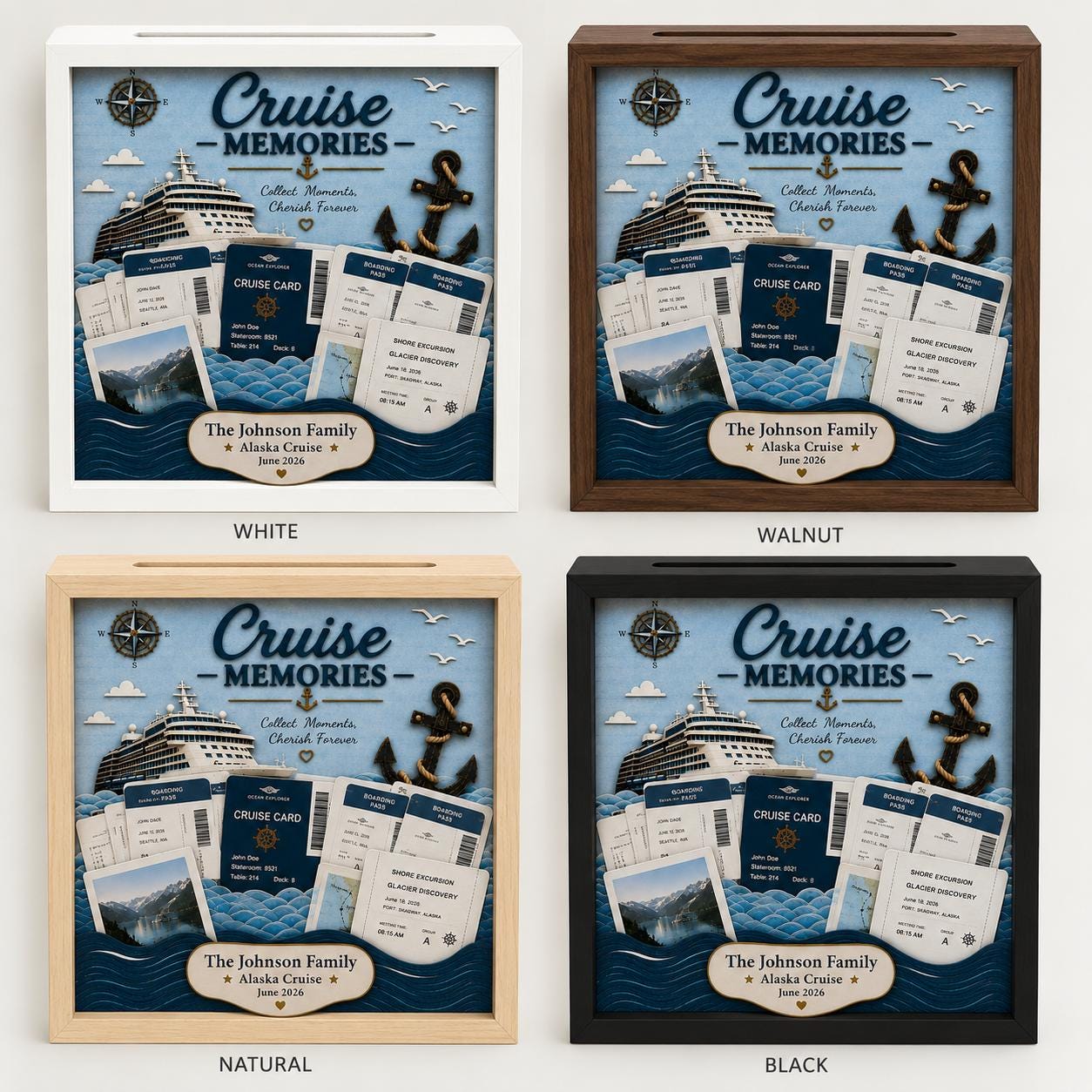 Personalized Cruise Ticket Memory Box Cruise Boarding Pass Holder