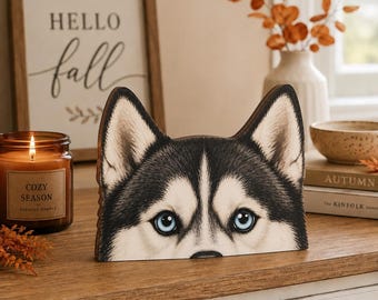 Husky houten blok plank decor husky hond houten plank oppas hondenliefhebber Home decor boerderij bureau decoratie vrijstaande houten blok