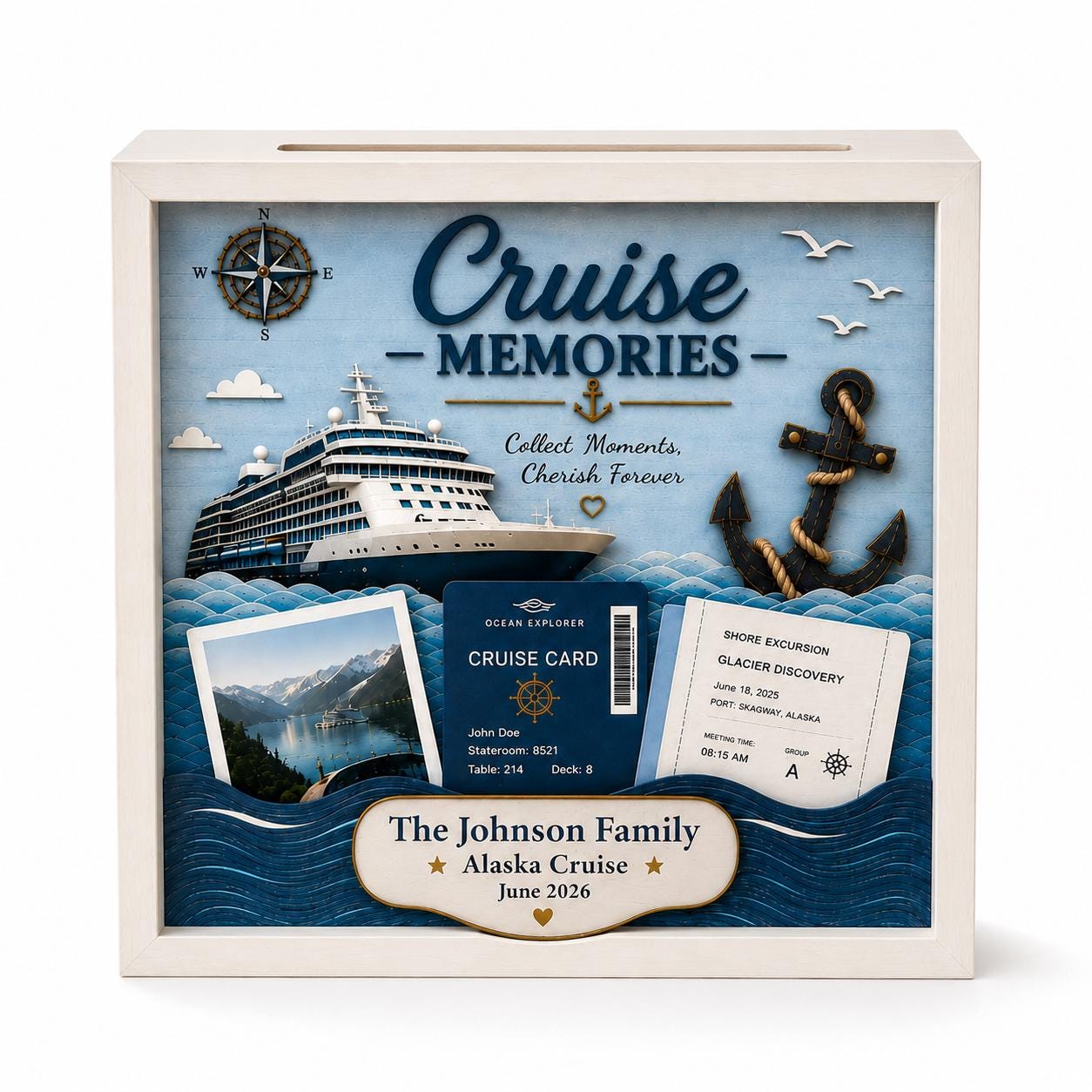 Personalized Cruise Ticket Memory Box Cruise Boarding Pass Holder