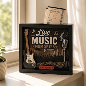 Caja personalizada para entradas de conciertos, recuerdo de música en vivo, estuche para entradas de conciertos, recuerdo de festival de música, regalo de aniversario