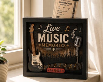 Personalisierte Konzertticketbox Live-Musikerinnerungen Schattenbox Konzertkartenhalter, Musikliebe Festival Ticket Andenken Jubiläumsgeschenk