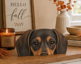 Dackel Holzblock Dekor, Kantenhocker, Hunde Liebhaber Geschenk, Bauernhaus Hunde Regal Dekor, Dackel Hund Schreibtisch Dekor