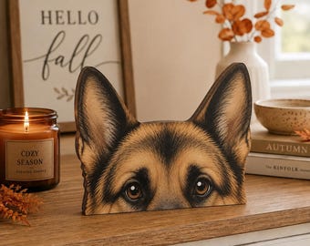 Schäferhund Holzblock Dekor, Deutscher Schäferhund Shelf Sitter, Hundeliebhaber Geschenk, Bauernhaus Hund Dekor, Holzhunderegal Dekor