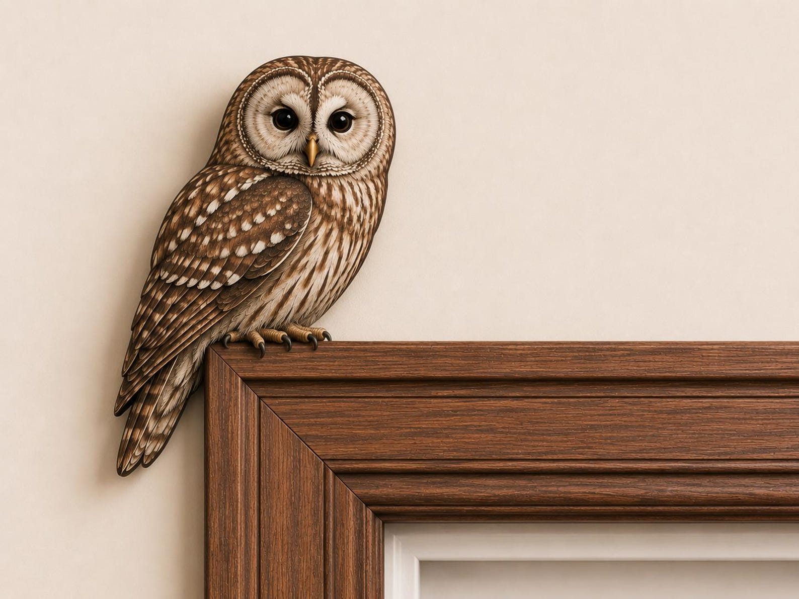 Owl Door Topper, Wooden Owl Door Frame Decor, Bird Lover Gift, Woodland Home Decor, Library Reading Nook Accent, Teacher Librarian Gift