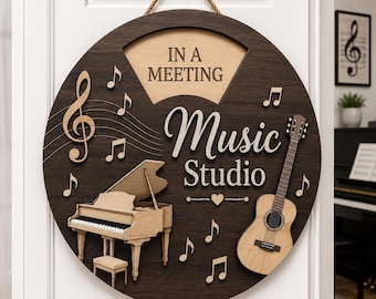 Personalized Music Studio Rotating Door Sign Music Teacher Door Sign Piano Lesson Studio Sign Instructor Office Decor Recording Studio