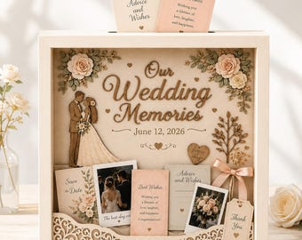 Personalisierte Hochzeit Memory Box, Hochzeit Andenken-Box, Benutzerdefinierte Hochzeit Card Box, Hochzeit Shadow Box, Brautparty Geschenk, Braut Geschenk