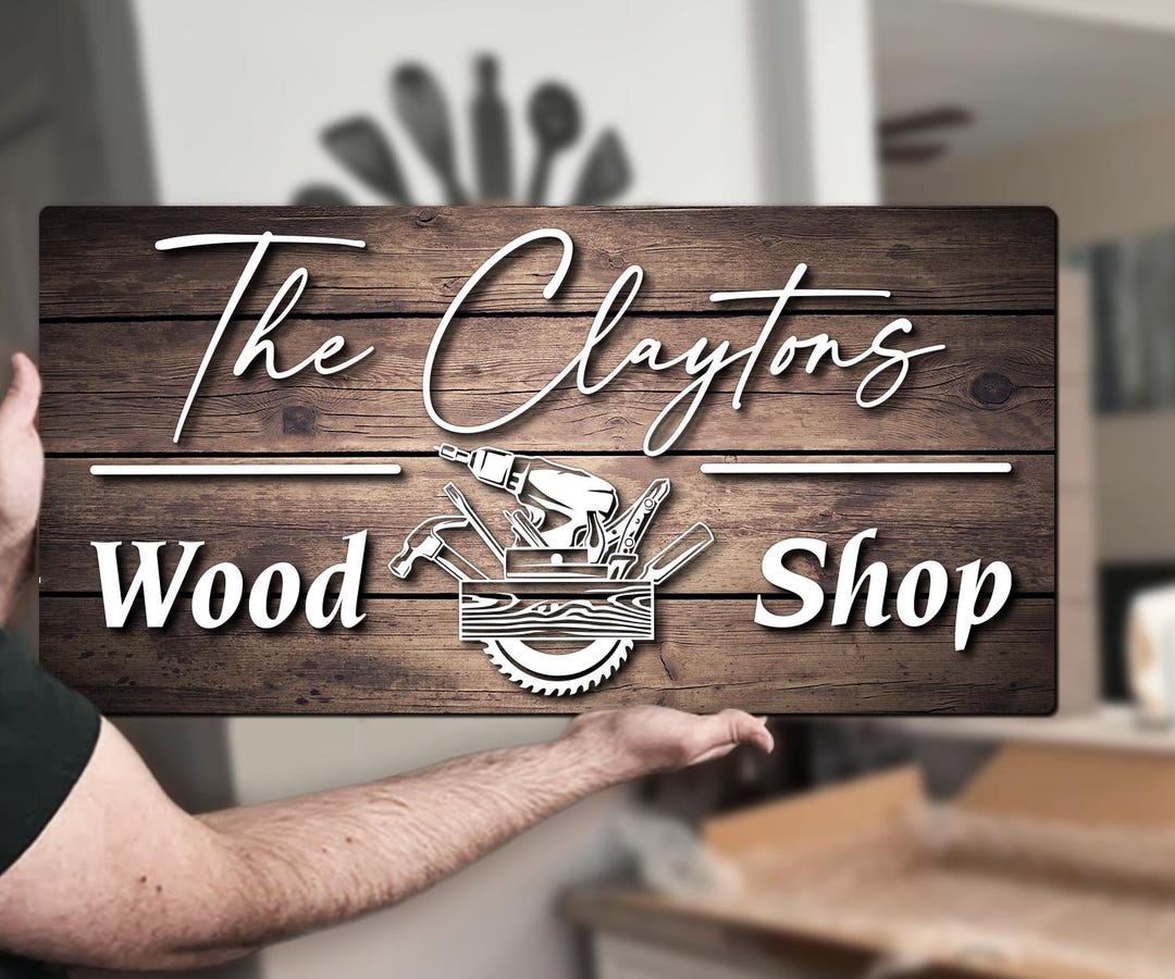 Custom Wood Shop Name Sign Personalized Garage Sign Wooden Handyman ...