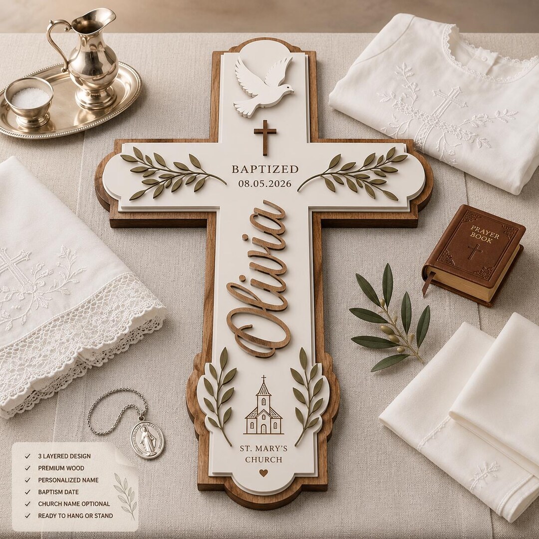 Personalized Baptism Cross Sign Custom Christening Gift Baptized Cross ...