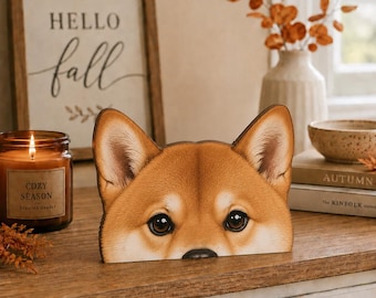 Shiba Inu houten blok plank decor, Shiba hond houten bord, hondenliefhebber cadeau, schattig bureau decor, Japanse hond woondecoratie