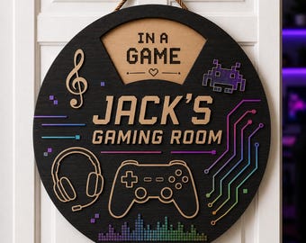 Personalized Gaming Room Door Sign Custom Gamer Name Sign Rotating Gaming Status Sign Game Room Door Hanger Streamer Room Decor Bedroom Gift