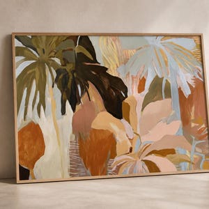 Wild Sanctuary Print, Earthy Botanical Wall Art, Abstract Tropical Art, Organic Modern Decor, Large Digital Download