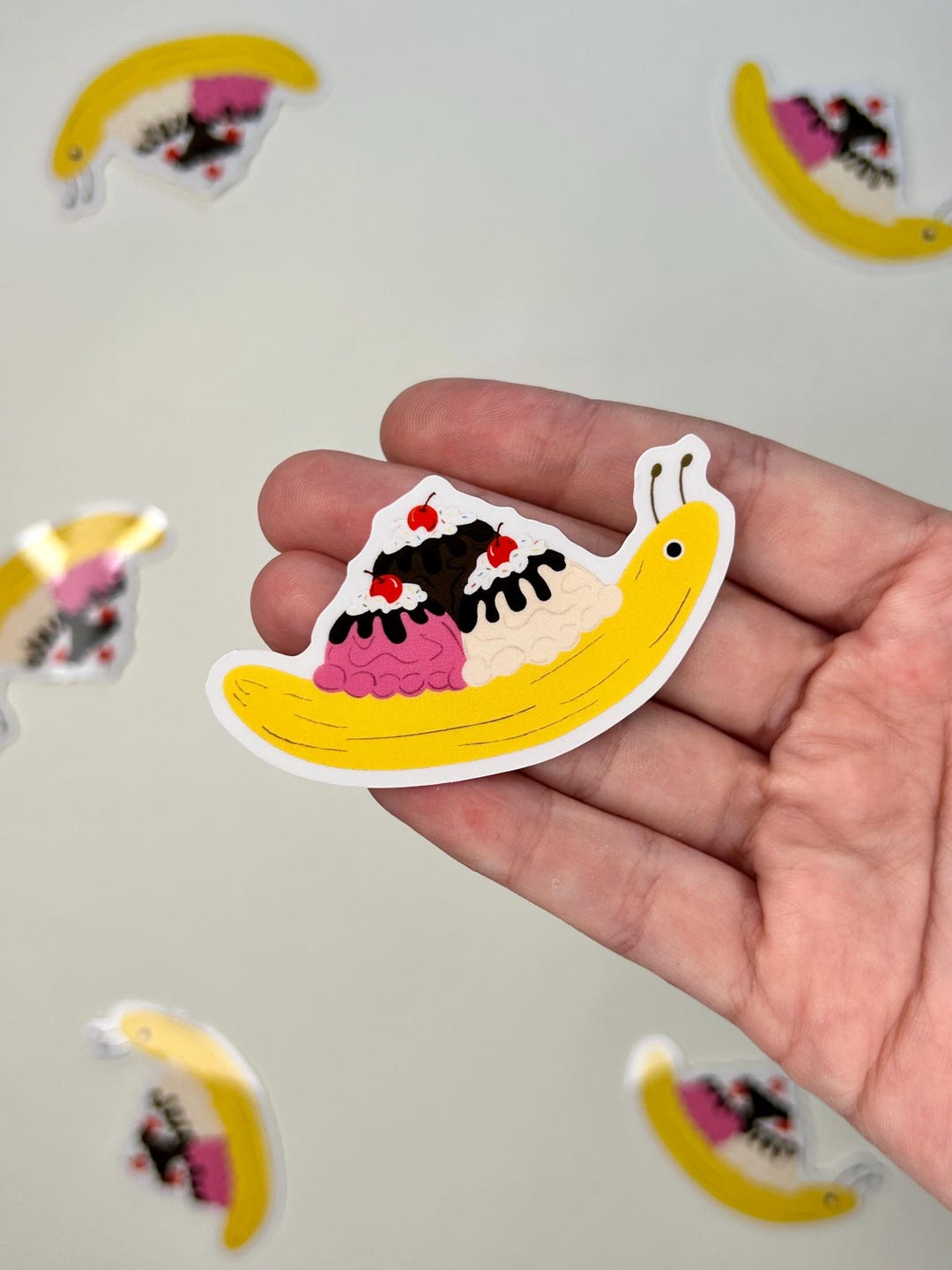 Banana Split Snail Transparent Sticker - Etsy
