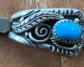 Petite Ladies Childrens Vintage Native American Sterling Silver Watch Band with Turquoise