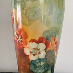 Antique Early 1900&#39;s Belleek Willits Hand Painted 13 1/2&quot; Floral Vase