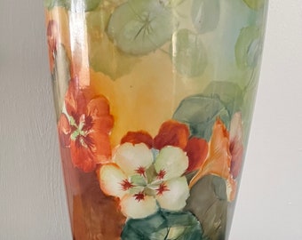 Antique Early 1900's Belleek Willits Hand Painted 13 1/2" Floral Vase