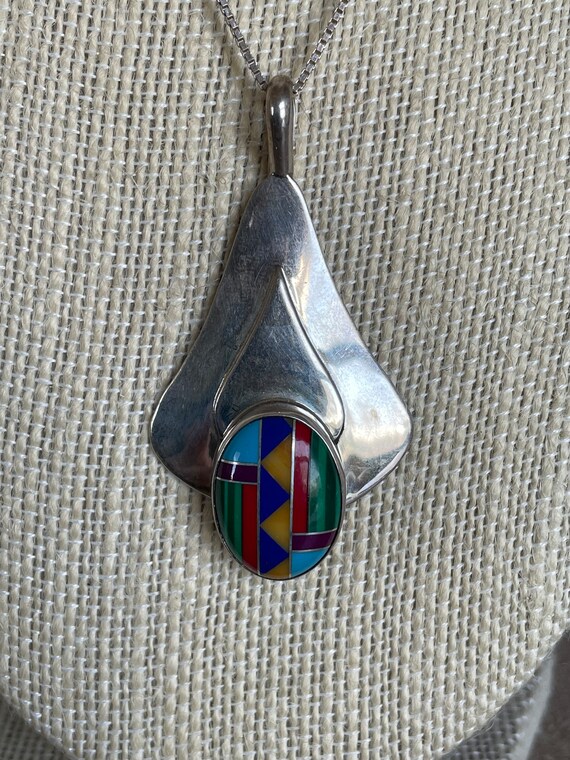 Beautiful Native American Signed "J" Zuni Necklace