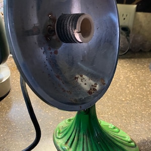 Unique Antique 1920&#39;s Painted Green Cast Iron Heat Lamp