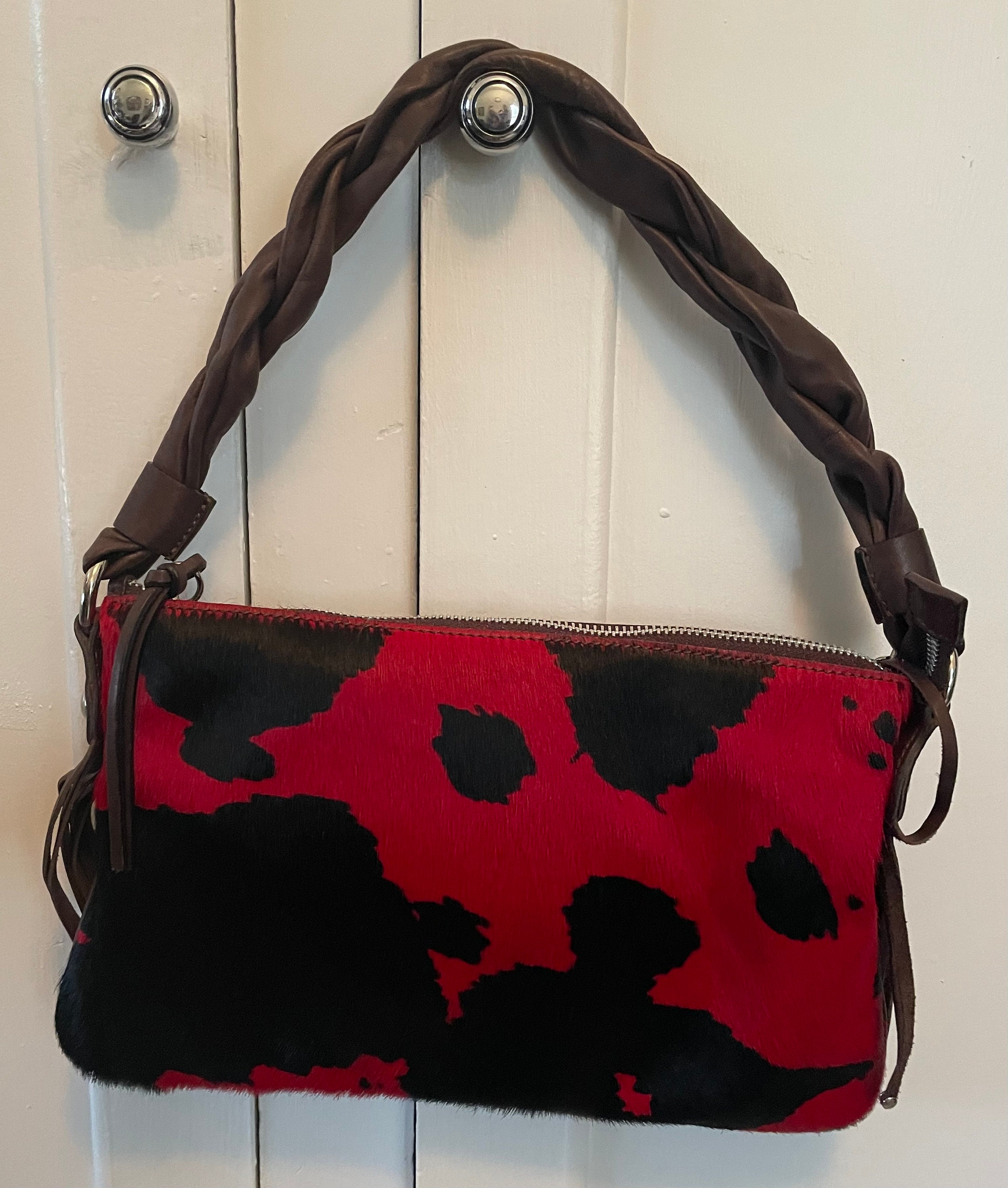 CAVALCANTI Italian Leather Satchel Handbag, Detachable Chain Strap