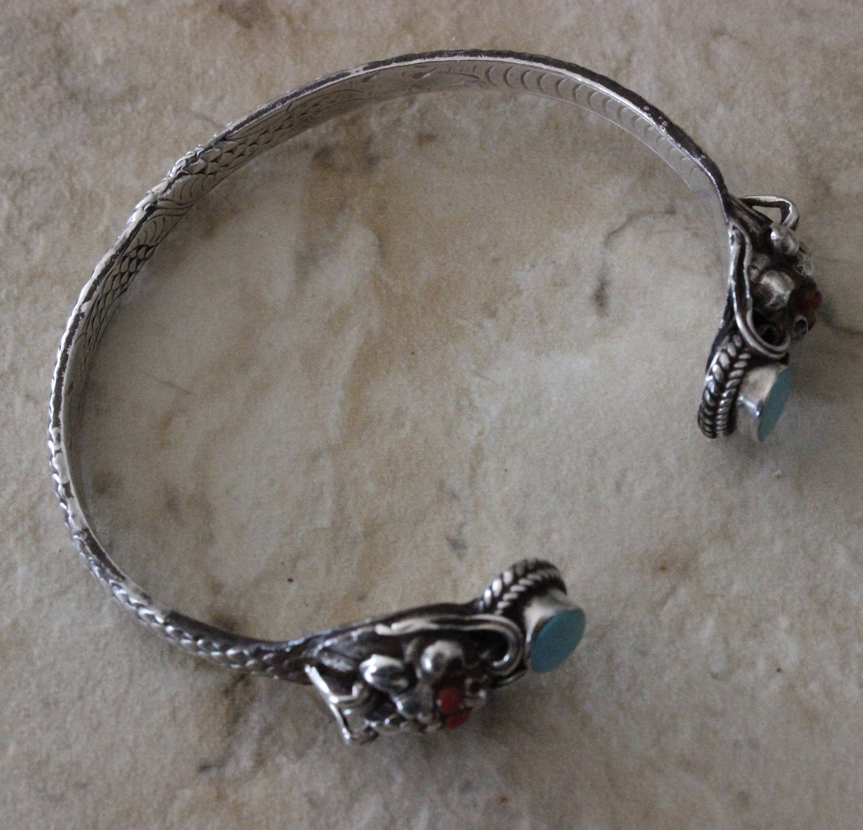 ヴィンテージ ユニーク スターリング シルバー ターコイズとコーラル