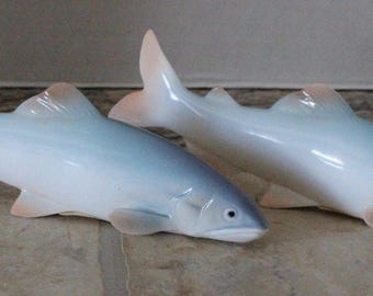 Vintage Pair of Noritake Bone China Goldfish Figurines (japan, Red