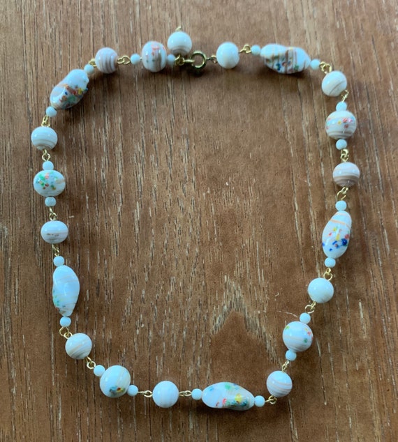 Beautiful White Murano Milifiori Glass Beads Wedd… - image 1