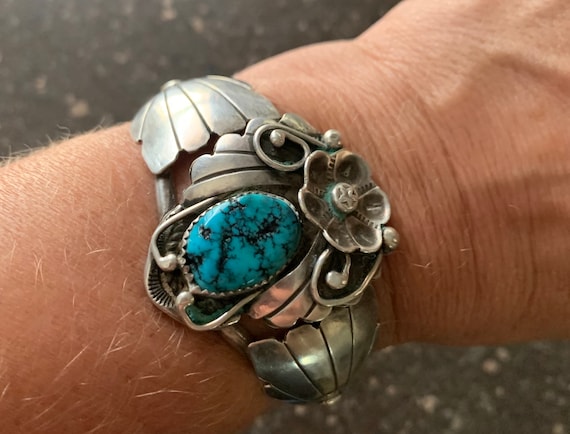 Vintage Native American Sterling Silver Turquoise… - image 4